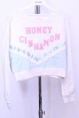 Honey Cinnamon / もこもこロゴショートスウェット  シロ×サックス O-25-12-18-2036-LO-TO-IG-OS