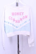 画像1: Honey Cinnamon / もこもこロゴショートスウェット  シロ×サックス O-25-12-18-2036-LO-TO-IG-ZT480 (1)