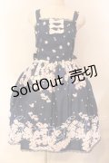 axes femme Kawaii / 桜柄ジャンパースカート M ネイビー O-25-12-18-002-AX-OP-OW-OS