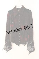 Ozz On / ローズフロッキーストレッチブラウス  ブラウン×レッド系 O-25-12-18-017-OO-BL-IG-OS