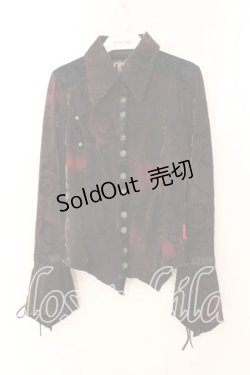 画像1: Ozz On / ローズフロッキーストレッチブラウス  ブラウン×レッド系 O-25-12-18-017-OO-BL-IG-OS