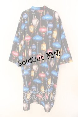 画像2: Drug Honey / 中華提灯柄チャイナワンピース  ブラック×マルチ O-25-12-18-020-PU-OP-IG-OS