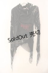 DARK RED  RUM / 異素材ダメージカットソー  ブラック O-25-12-18-023-HN-TO-IG-OS
