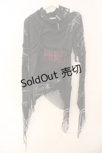 DARK RED  RUM / 異素材ダメージカットソー  ブラック O-25-12-18-023-HN-TO-IG-OS