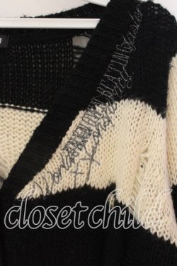 画像2: GHOST of HARLEM / ダメージボーダーロングカーディガン  アイボリー×ブラック O-25-12-18-025-GL-TO-IG-OS