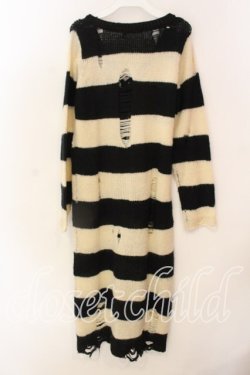 画像3: GHOST of HARLEM / ダメージボーダーロングカーディガン  アイボリー×ブラック O-25-12-18-025-GL-TO-IG-OS