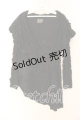 NAOTO SEVEN / ダメージ&ptカーディガン  ブラック O-25-12-18-026-HN-TO-IG-OS