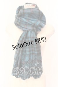 axes femme / スカラップ刺繍ストール  ブルー O-25-12-18-028-AX-ZA-IG-ZT1219Z