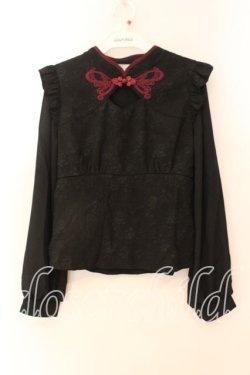 画像1: axes femme POETIQUE / チャイナバタフライ刺繍ブラウス  クロ O-25-12-18-029-AX-BL-IG-OS