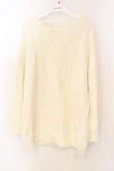 axes femme POETIQUE / 編み上げデザインニット Ｍ アイボリー O-25-12-18-032-AX-TO-IG-OS