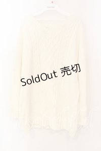 axes femme POETIQUE / 編み上げデザインニット Ｍ アイボリー O-25-12-18-032-AX-TO-IG-OS