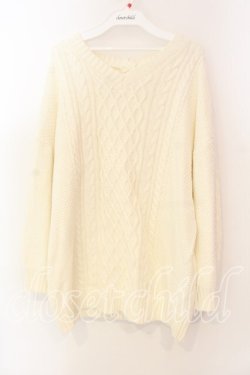 画像1: axes femme POETIQUE / 編み上げデザインニット Ｍ アイボリー O-25-12-18-032-AX-TO-IG-OS