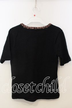 画像4: KANEKO ISAO / 花刺繍使いラメ入半袖ニット  クロ O-25-12-19-031-EL-TO-OW-OS