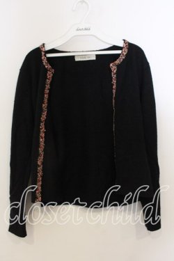 画像1: KANEKO ISAO / 花刺繍使いラメ入カーディガン  クロ O-25-12-19-032-EL-TO-OW-OS