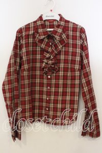 PINK HOUSE / フリル使いチェックブラウス L アカ O-25-12-19-033-LO-BL-OW-OS