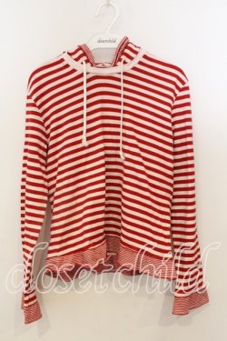 画像1: WONDERFUL WORLD / フード付きボーダーカットソー  アカ O-25-12-19-034-LO-TO-OW-OS