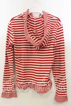 画像3: WONDERFUL WORLD / フード付きボーダーカットソー  アカ O-25-12-19-034-LO-TO-OW-OS