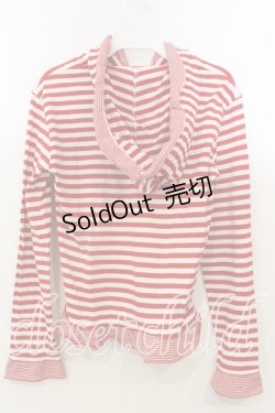 画像3: WONDERFUL WORLD / フード付きボーダーカットソー  アカ O-25-12-19-034-LO-TO-OW-ZT558