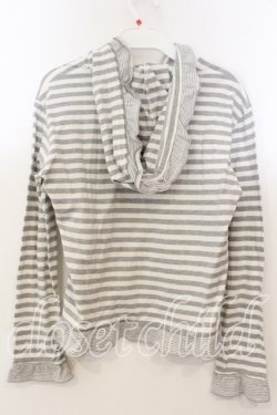 画像3: WONDERFUL WORLD / フード付きボーダーカットソー  シロ×グレー O-25-12-19-042-LO-TO-OW-OS