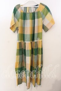 PINK HOUSE / Pワッペン使いブロックチェックワンピース  グリーン系 O-25-12-19-043-LO-OP-OW-OS