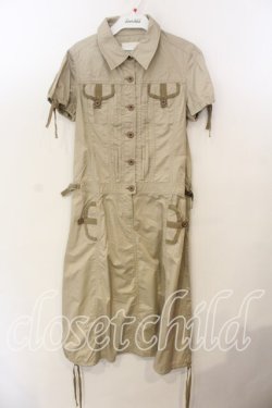 画像1: PINK HOUSE / 布テープ配色ワンピース  カーキベージュ O-25-12-19-044-LO-OP-OW-OS