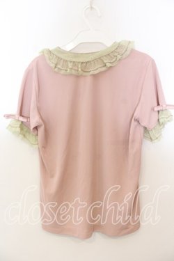 画像4: KANEKO ISAO / レース襟プルブラウス  ピンク×グリーン O-25-12-19-047-EL-BL-OW-OS