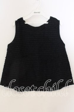 画像1: KANEKO ISAO / ピコフリル段々ノースリーブブラウス  クロ O-25-12-19-051-EL-TO-OW-OS