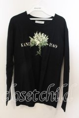 KANEKO ISAO / ロゴ鈴蘭カットソー  クロ O-25-12-19-053-EL-TO-OW-OS