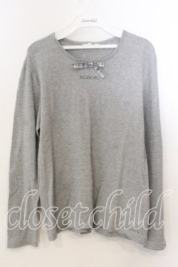 画像1: INGEBORG / チェックリボン使いカットソー M グレー O-25-12-19-054-LO-TO-OW-OS