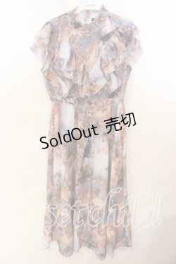 画像1: axes femme Nostalgie / 天使柄シャーリングワンピース F ブルー系 O-25-12-19-006-LO-OP-OW-OS