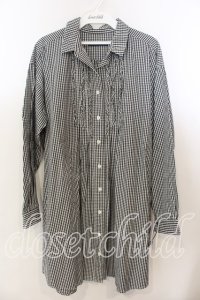 PINK HOUSE / ピコフリル使いギンガムチェックシャツワンピース  クロ O-25-12-19-055-LO-OP-OW-OS