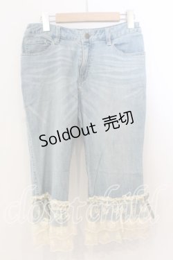 画像1: PINK HOUSE / 裾レースデニムパンツ M ブルー O-25-12-19-060-LO-PA-OW-OS