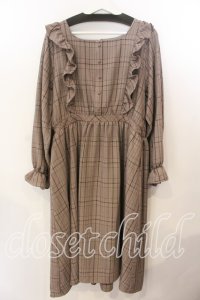 m petit by misako / チェックワンピース 4L ブラウン O-25-12-19-069-LO-OP-OW-OS