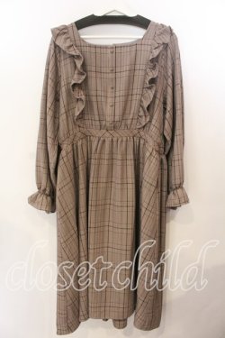 画像1: m petit by misako / チェックワンピース 4L ブラウン O-25-12-19-069-LO-OP-OW-OS