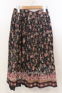 画像1: axes femme NOSTALGIE / パネル柄プリーツスカート M クロ O-25-12-19-008-AX-SK-OW-OS