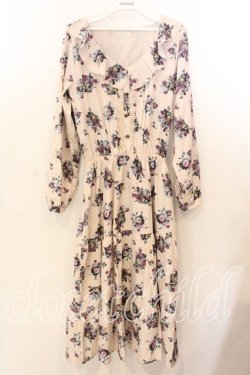 画像1: axes femme / 花柄ロングワンピース M キナリ O-25-12-19-010-AX-OP-OW-OS