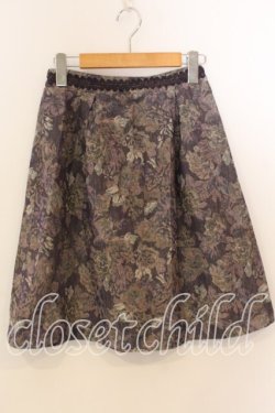 画像1: axes femme / ゴブラン柄ミドル丈スカート M パープル系 O-25-12-19-013-AX-SK-OW-OS