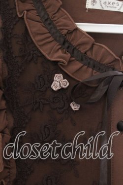 画像2: axes femme / 巻きバラ付フリルワンピース F ブラウン O-25-12-19-014-AX-OP-OW-OS