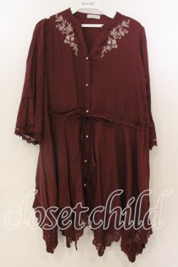 画像1: axes femme / フィッシュテールチュニック M ワイン O-25-12-19-016-AX-OP-OW-OS