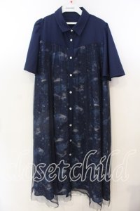 axes femme / 夏の星空チュールシャツワンピース F ネイビー O-25-12-19-002-AX-OP-OW-OS
