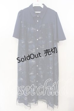 画像1: axes femme / 夏の星空チュールシャツワンピース F ネイビー O-25-12-19-002-AX-OP-OW-ZT491