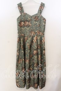 an another angelus / カーテンフラワー柄ジャンパースカート F グリーン O-25-12-19-018-CA-OP-OW-OS