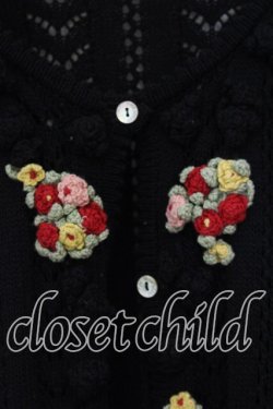 画像2: PINK HOUSE / フラワーモチーフ使い透かし編みカーディガン  クロ O-25-12-19-023-LO-TO-OW-OS