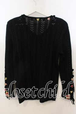 画像4: PINK HOUSE / フラワーモチーフ使い透かし編みカーディガン  クロ O-25-12-19-023-LO-TO-OW-OS