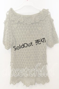 画像4: WONDERFUL WORLD / お花モチーフ使い透かし編み半袖ニット  グリーン O-25-12-19-025-LO-TO-OW-OS