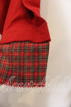 画像2: WONDERFUL WORLD / タータン切替カットソー  アカ O-25-12-19-027-LO-TO-OW-OS