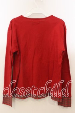 画像3: WONDERFUL WORLD / タータン切替カットソー  アカ O-25-12-19-027-LO-TO-OW-OS