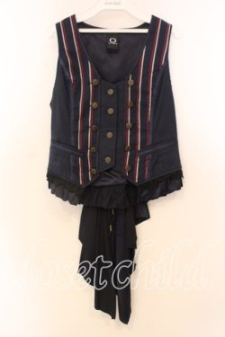 画像1: Ozz oneste / レジメンタルストライプバッスルベスト  ネイビー O-25-12-20-030-OO-TO-OW-OS