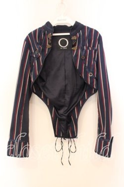 画像1: Ozz oneste / ストライプショートジャケット  ネイビー O-25-12-20-031-OO-JA-OW-OS