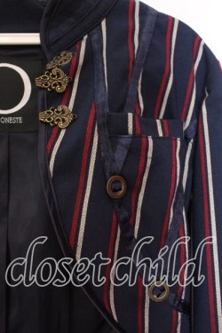 画像2: Ozz oneste / ストライプショートジャケット  ネイビー O-25-12-20-031-OO-JA-OW-OS